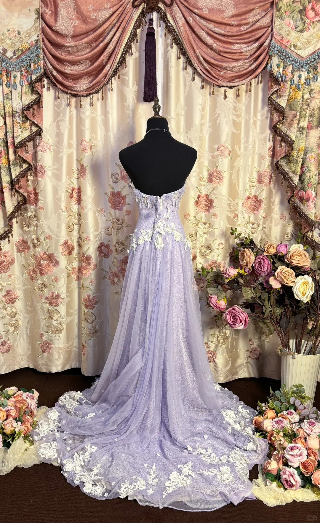 Lilac Strapless Prom Dresses Long Evening Party Dress