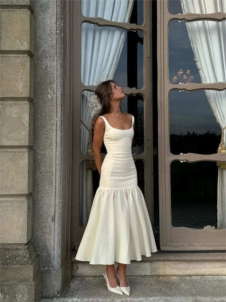 Elegant Square Neck Maxi Dress Sleeveless Women's Party Dress