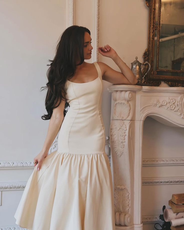 Elegant Square Neck Maxi Dress Sleeveless Women's Party Dress
