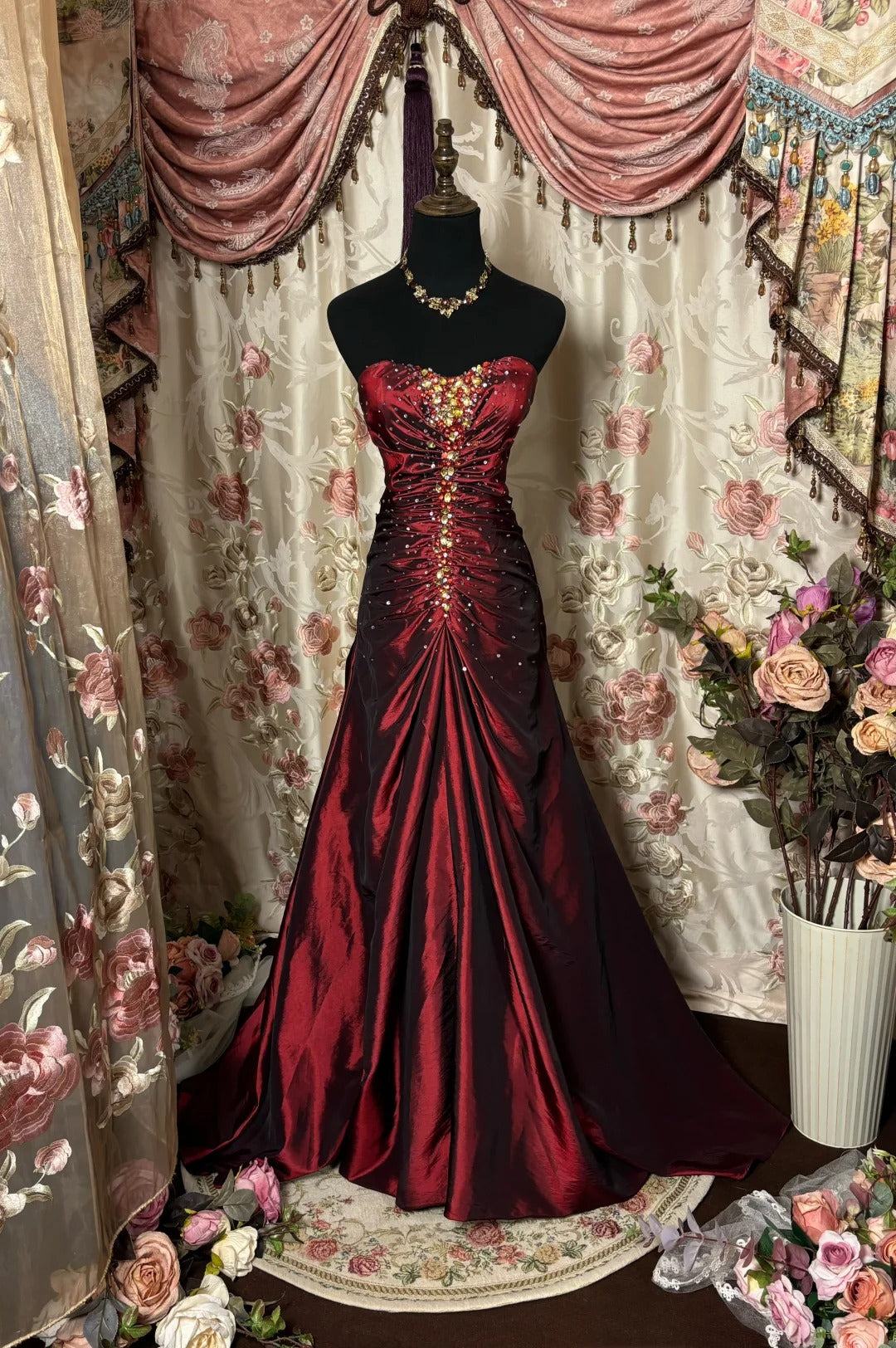 Retro Strapless Prom Dresses Long Evening Party Dress
