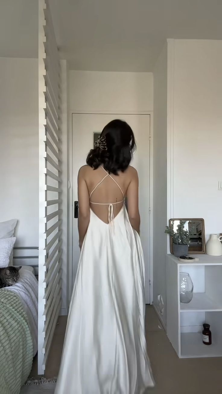 A Line Long Prom Dresses, White Evening Party Dress