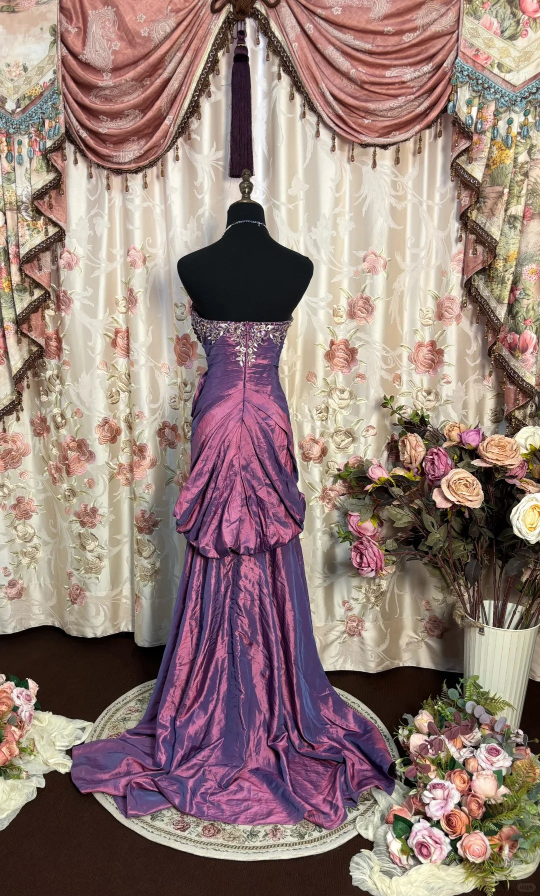 Purple Strapless Prom Dresses Long Evening Party Dress