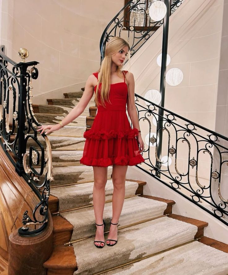 Red Party Dress Short Prom Dress Birthday Dress