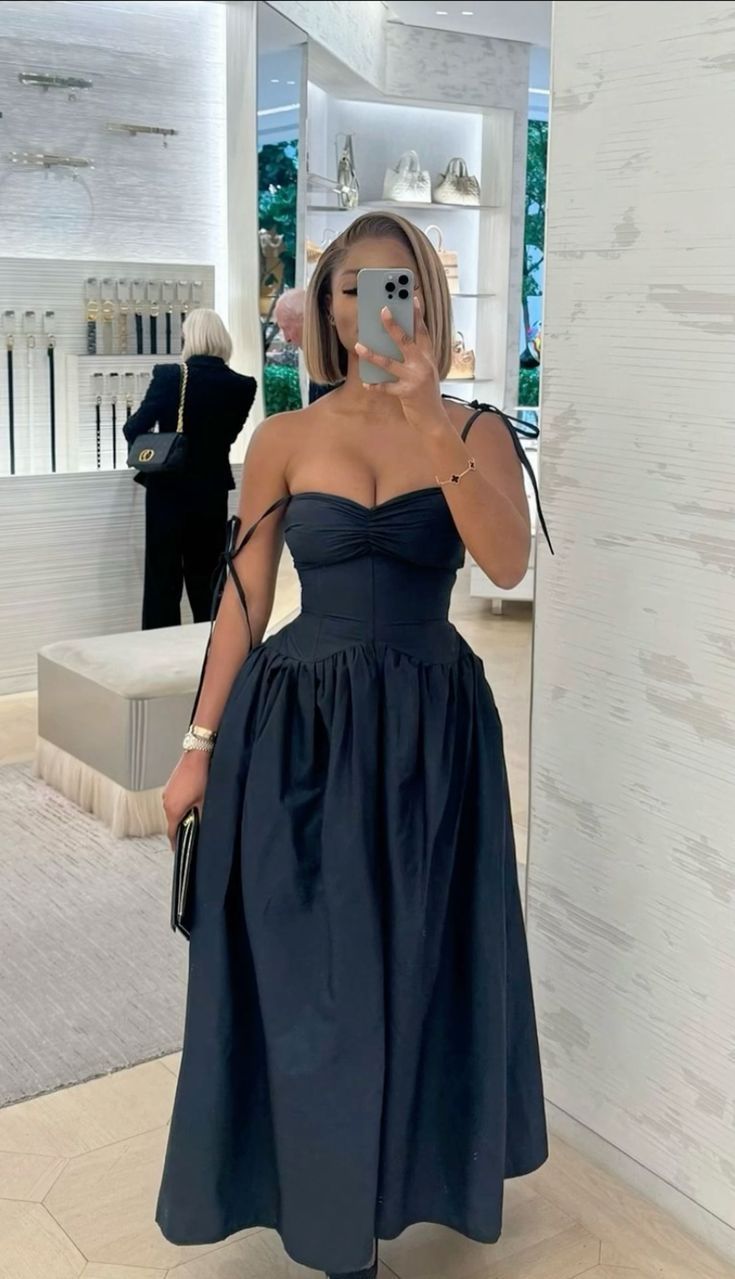 Navy Blue A Line Prom Dress Elegant Evening Party Dress