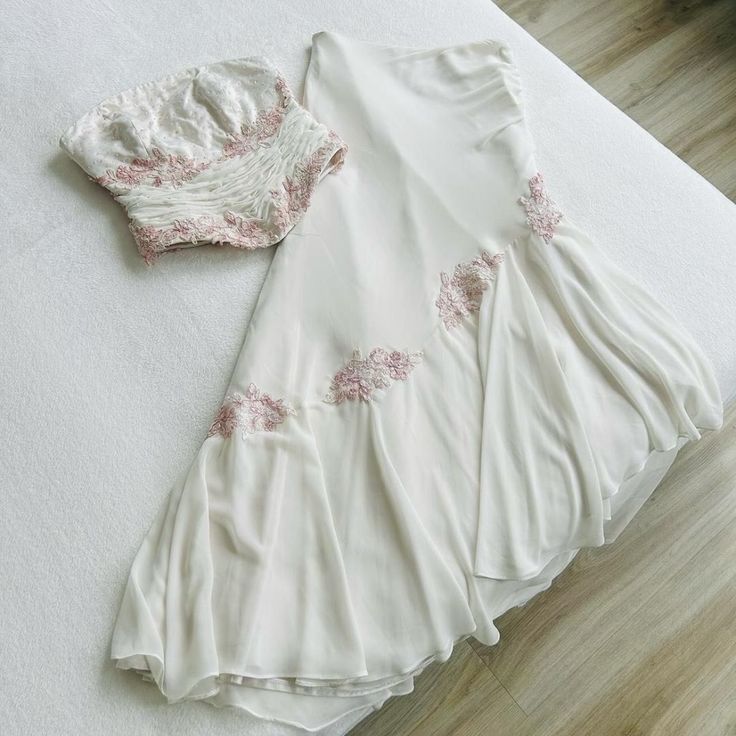 White Two Piece Prom Dress,Chiffon Elegant Evening Party Dress