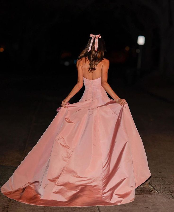 A Line Pink Strapless Prom Dress, Elegant Evening Party Dress