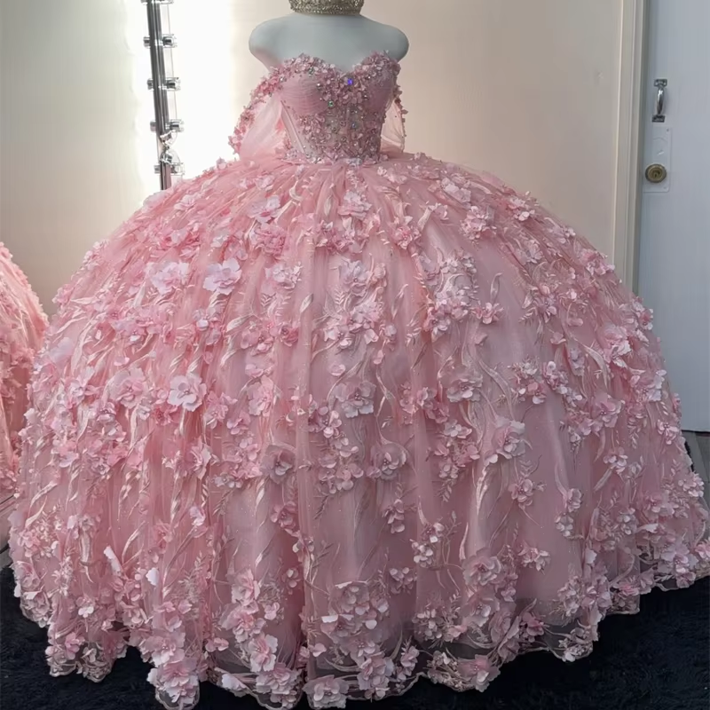 Off the shoulder quinceanera dress for girls birthday party prom dresses sweet 16 dresses pink