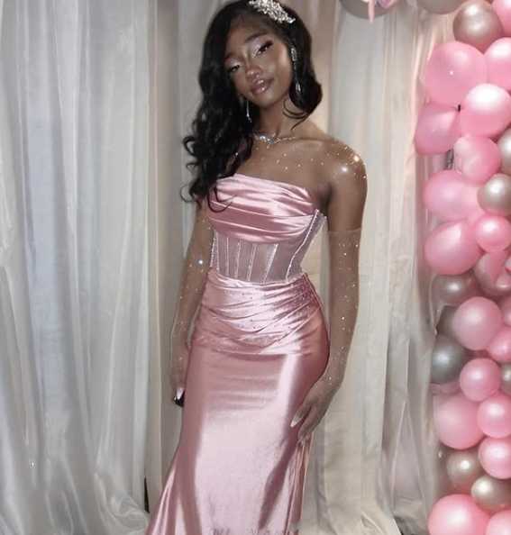 Mermaid Pink Elegant Long Prom Dress Evening Dress