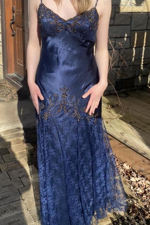 Vintage purple dress with flower accents Formal Evening Dress