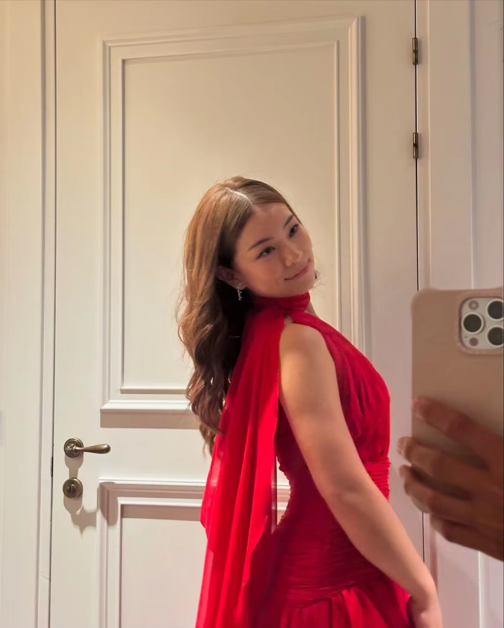 Red Evening Dress, Side Slit Party Dress For Women