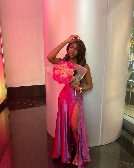 Elegant Slit Mermaid Birthday Party Dress Evening Dress