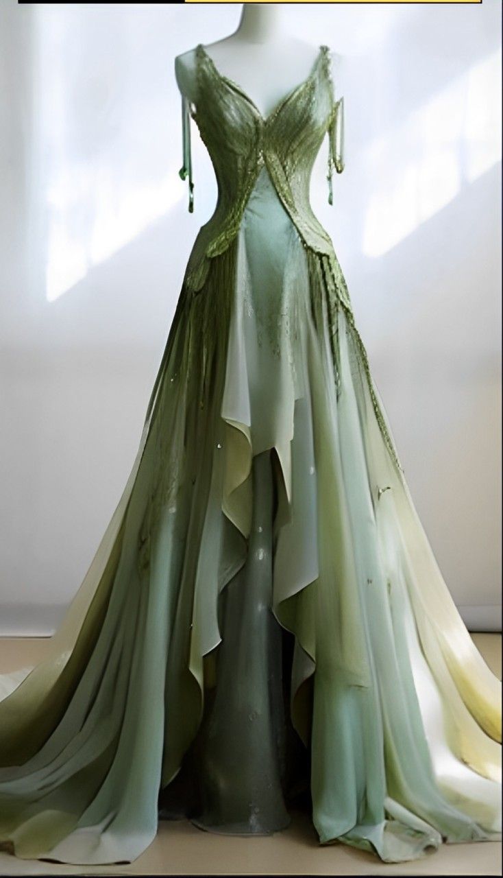 New Elegant A Line Green V Neck Chiffon Long Prom Dress,Evening Dress