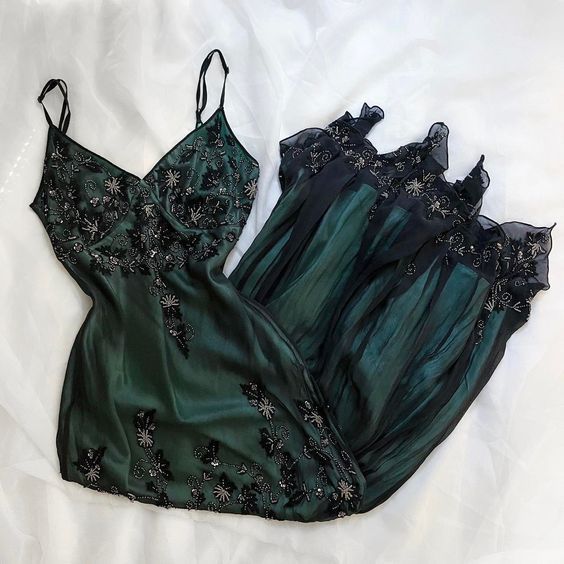 Sparkly Spaghetti Straps Green/Navy Long Prom Dress