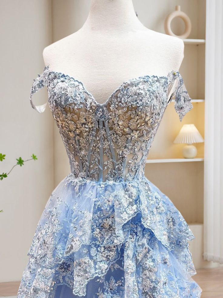 A-Line Tulle Sequin Long Prom Dress, Sequin Long Formal Dress