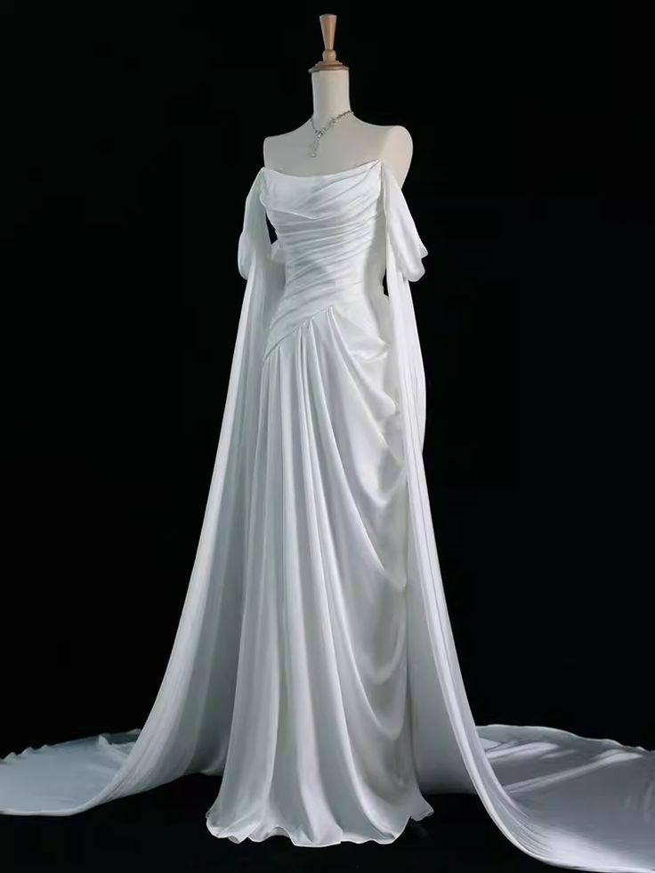Elegant Satin Prom Dress, Draped Bodice Formal Evening Dress