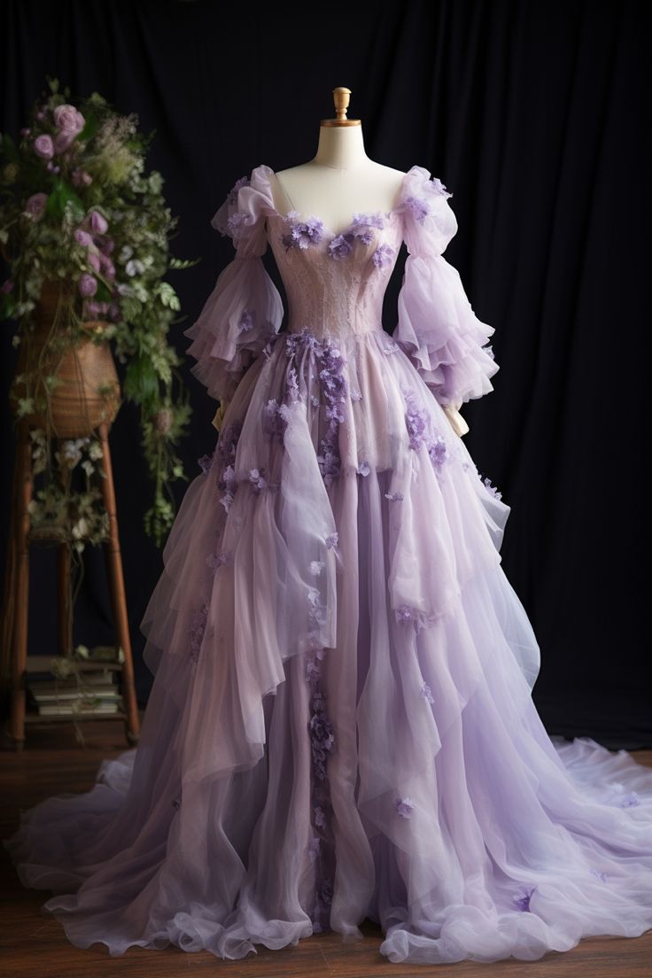 Lavender Tulle Sweetheart Evening Party Dresses Long Prom Dress
