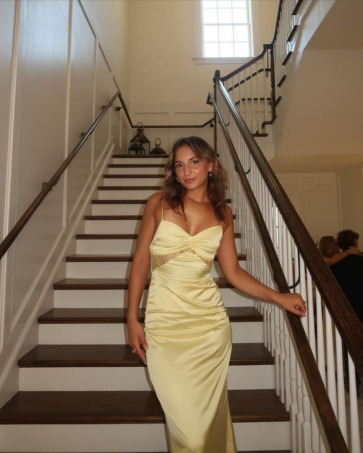 Sexy Yellow Mermaid Spaghetti Straps Long Party Prom Dresses Ideas,Evening Gowns