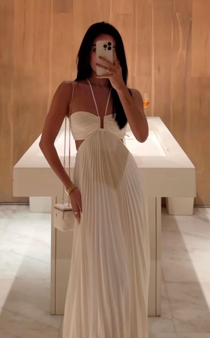 A Line White Long Party Dress Prom Dresses