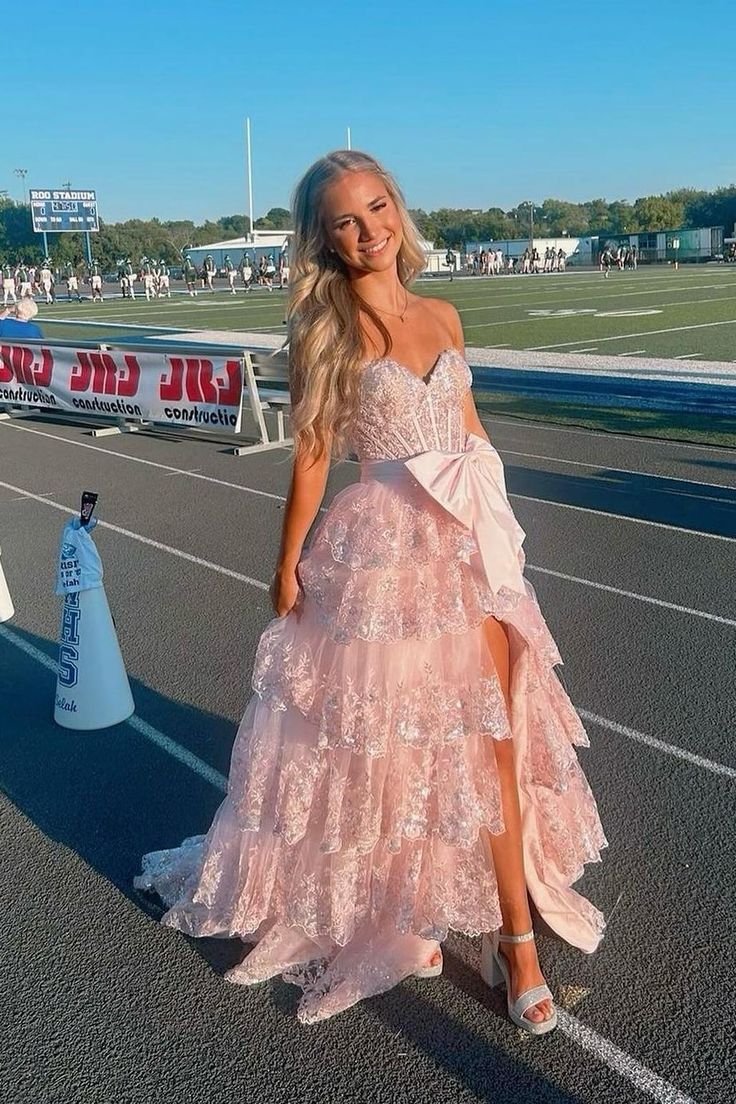 Sweetheart Tulle Sequin Appliques Ruffle Long Formal Gown
