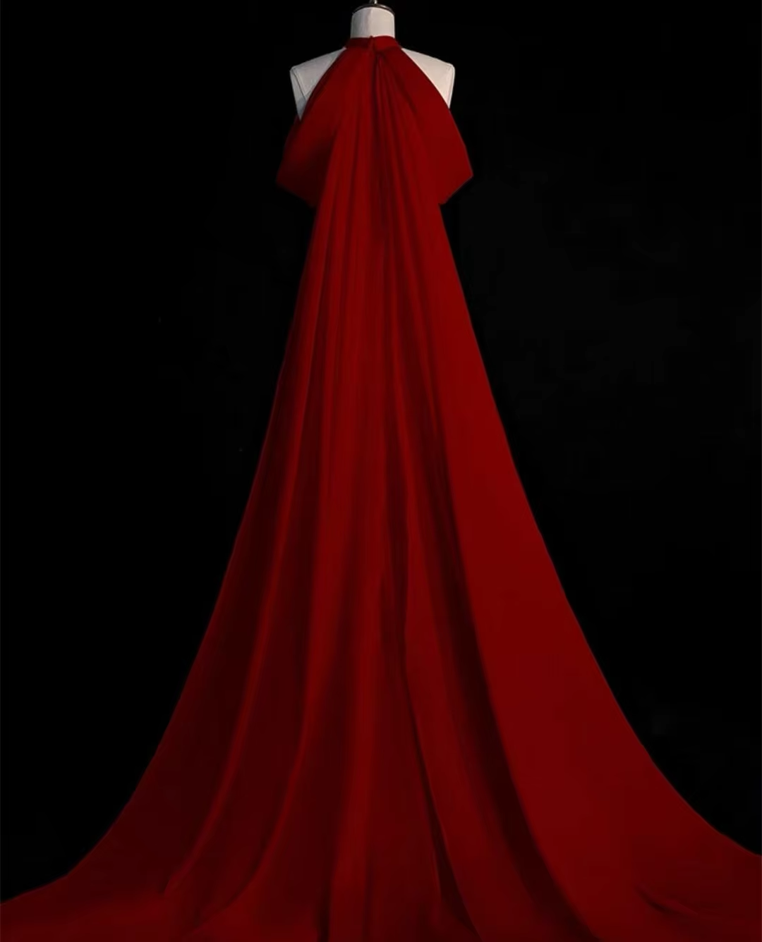 Charming Burgundy Halter Mermaid Evening Dress With Trail