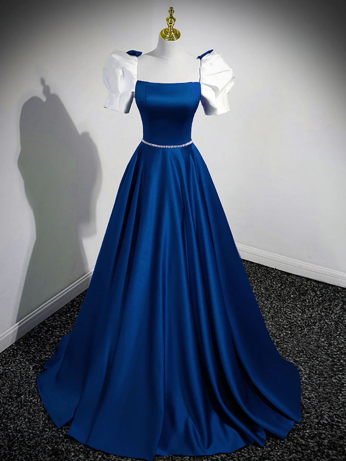 A-Line Satin Long Prom Dresses, A-Line Formal Dresses