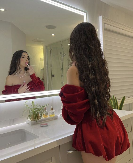 Burgundy Velvet Off The Sholder Long Sleeves Cocktail Dress Homecoming Dress