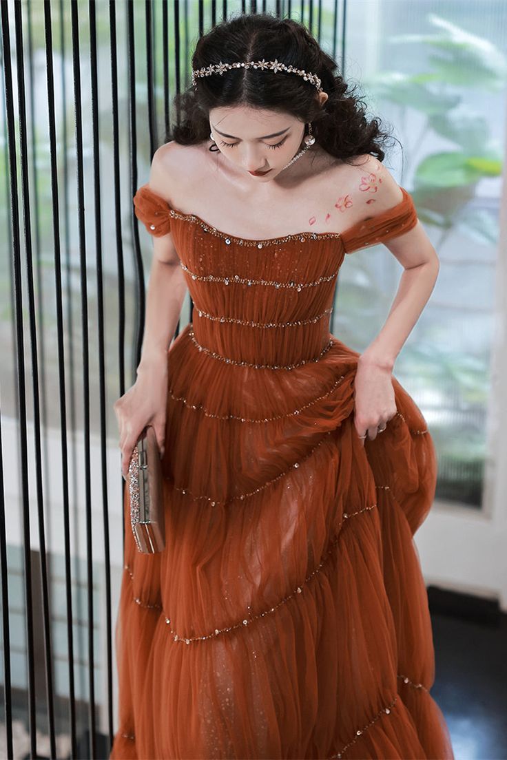 Princess Off The Shoulder Beaded Sequins A Line Long Formal Prom Dress Tulle Ball Gown Party Dress