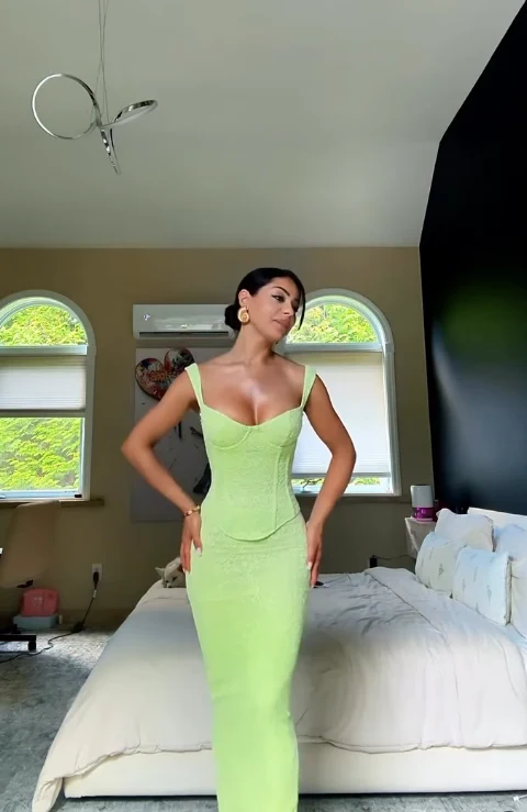 Stunning Two Piece Sheath Straps Green Lace Prom Dress Evening Dress