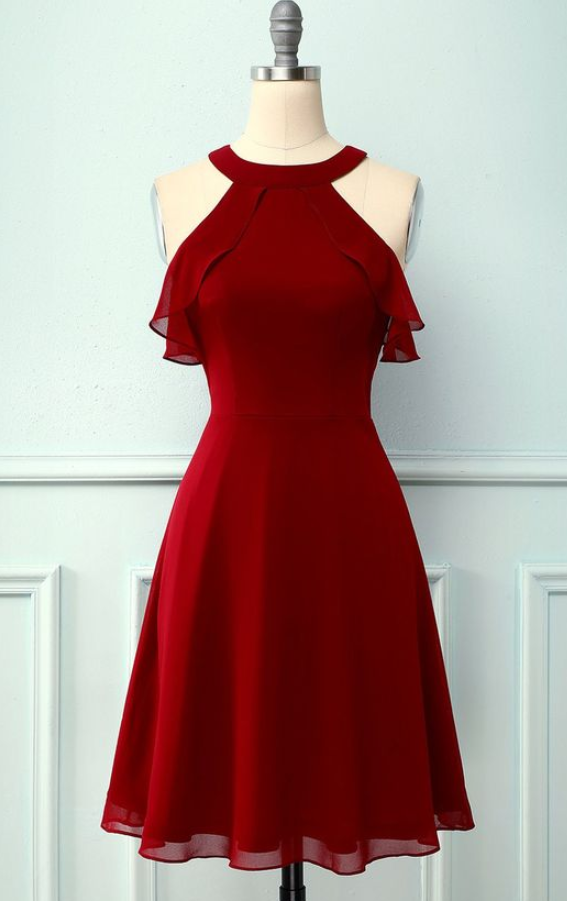 Burgundy Cold Shoulder Short Homecoming Dress