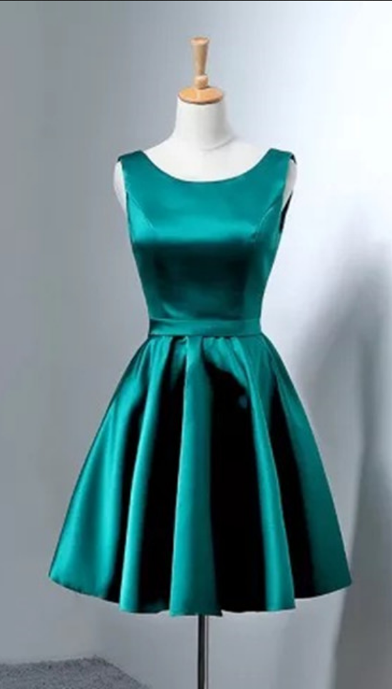 Custom Made Bateau Neckline Satin Short Evening Dress, Homecoming Dresses, Cocktail Dress, Graduation Dress