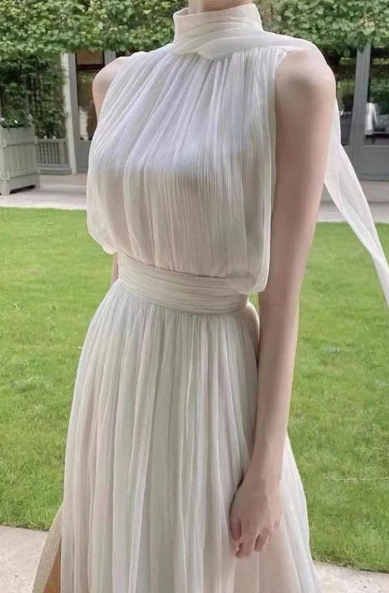 High Neck Simple Prom Dress Charming Formal Dress Chiffon Evening Dress