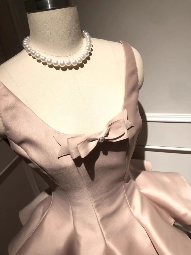 Sweet Pink Satin A Line Short Birthday Dress Homecoming Dress