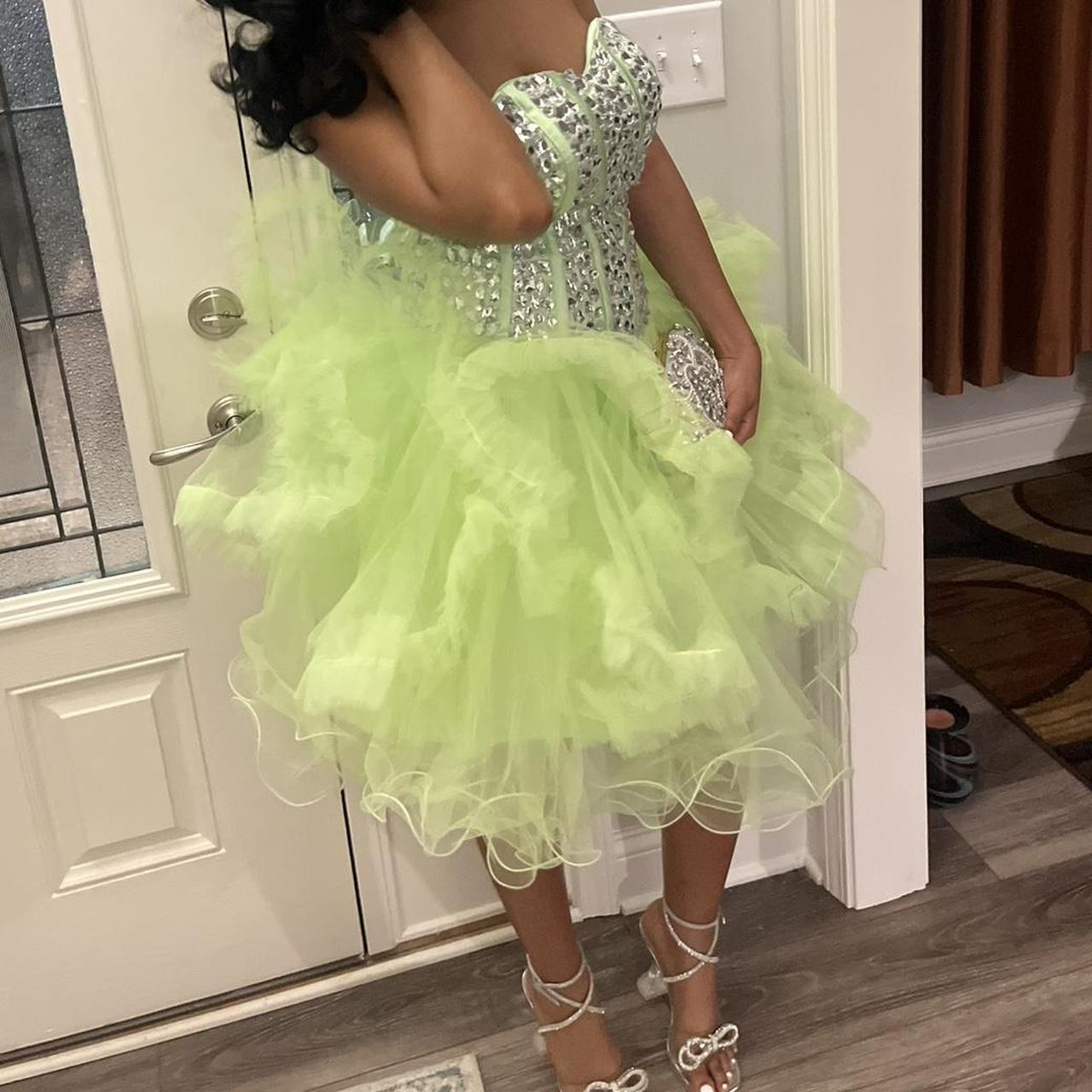 Fashion Sweetheart Neck Green Strapless Tulle Beaded Short 7th Grade Homecoming Dress Cocktail Dress