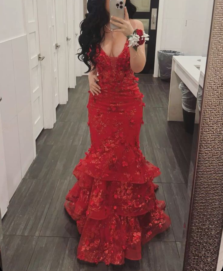 Red Mermaid Long Prom Dress Sexy Evening Party Dresses