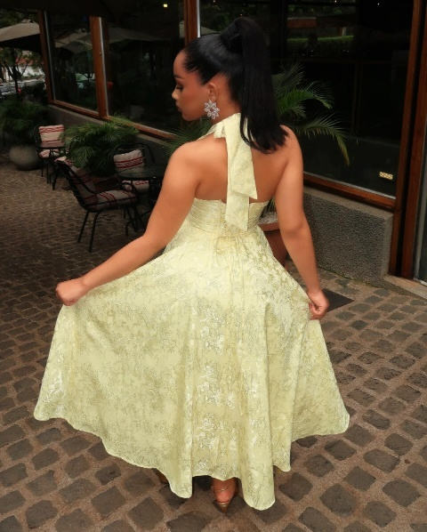 Yellow Halter Formal Dress Party Dress Long Evening Dress Prom Dresses