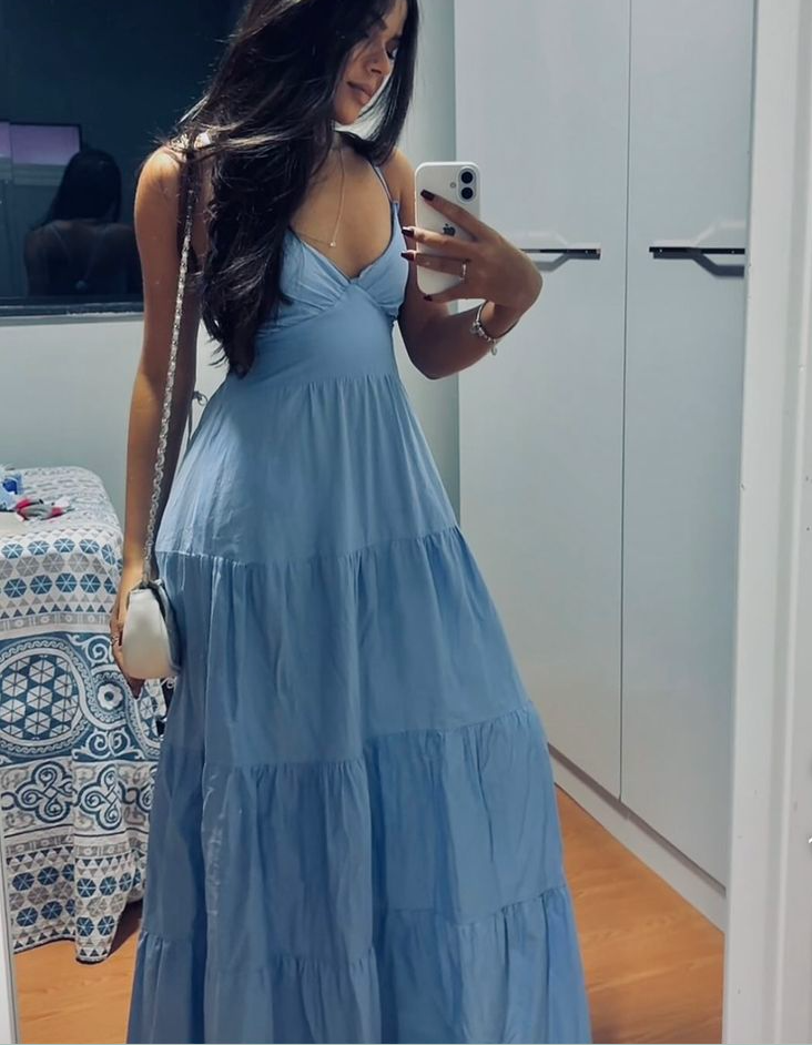 A Line Blue Fashion Long Prom Dress Evening Party Dresses