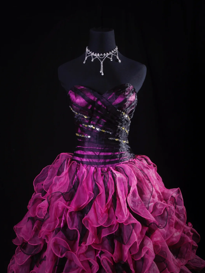 Chic Strapless Hot Pink Ruffle Multi-Layered Princess Party Dress Two-way Prom Dress