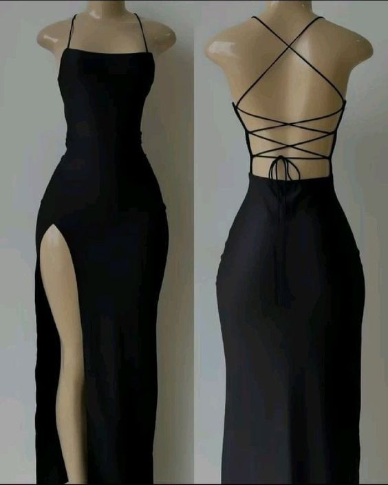 Black Sexy Backless Sheath Slit Evening Dress Party Dress