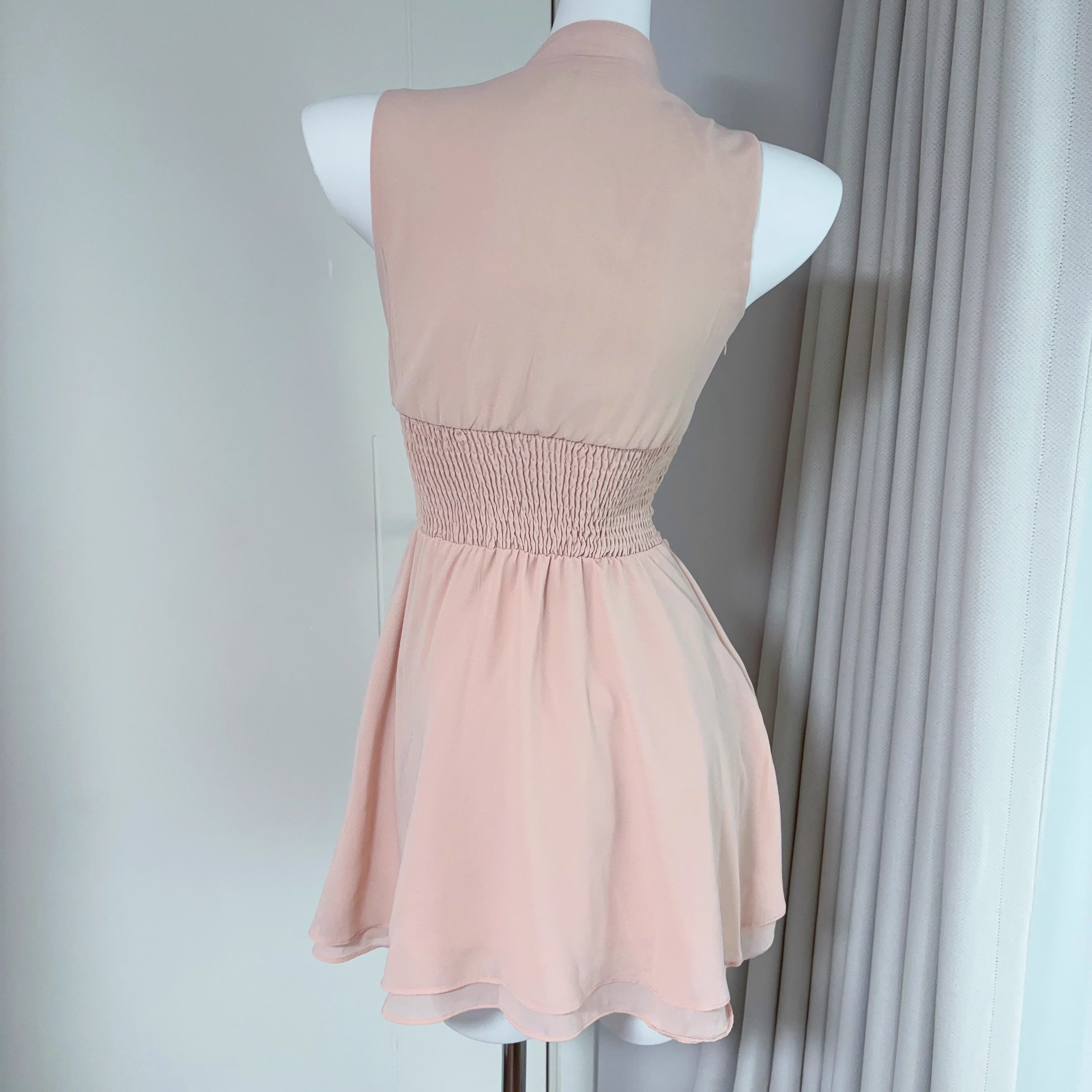 Pink Sleeveless Chiffon Short Vacation Dress Cocktail Dress