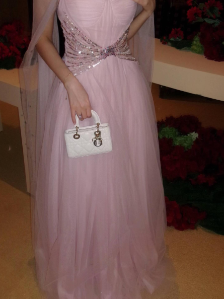 Charming Pink Tulle Beaded Long Party Dress Formal Wedding Guest Dress