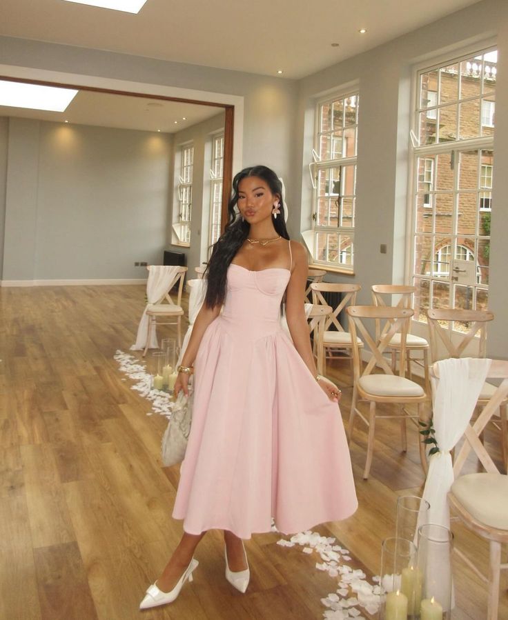 Women's Retro Pink Maxi Dress Sexy Fashion Party Evening Gown