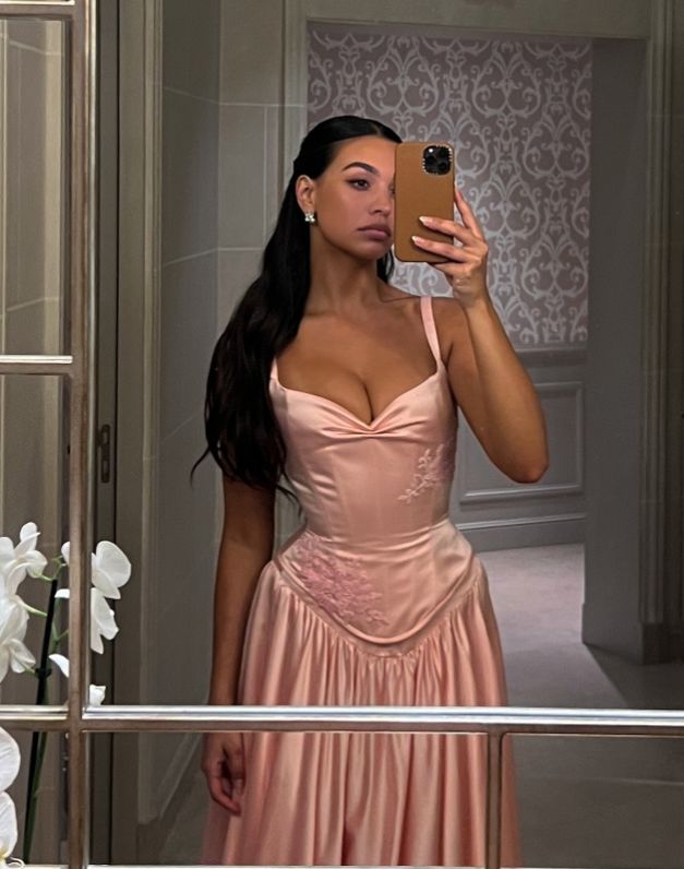 Elegant Pink Satin A-Line Long Evening Dress Bridesmaid Dress