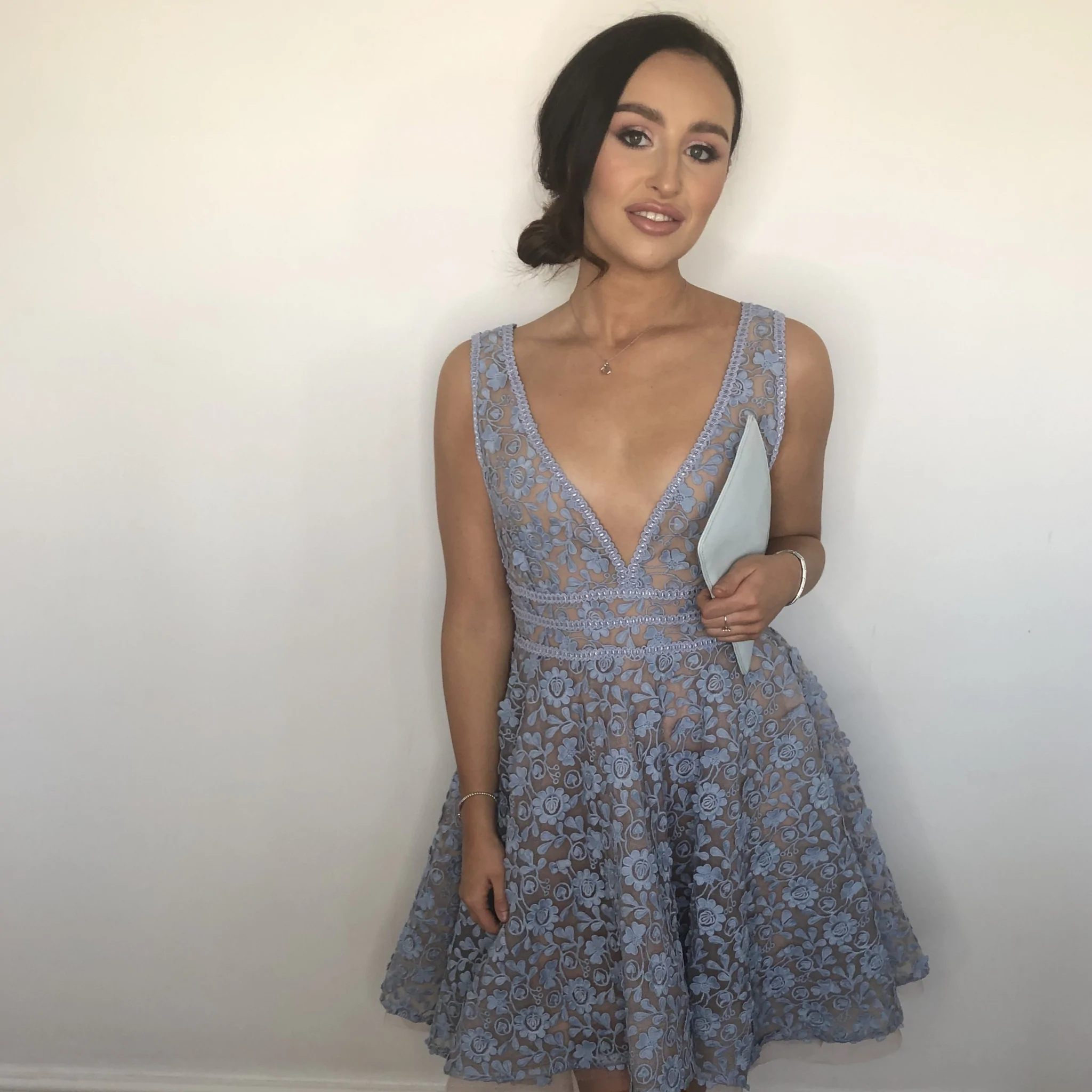 A-line V Neck Short Homecoming Dress With Lace Sleeveless Party Dress