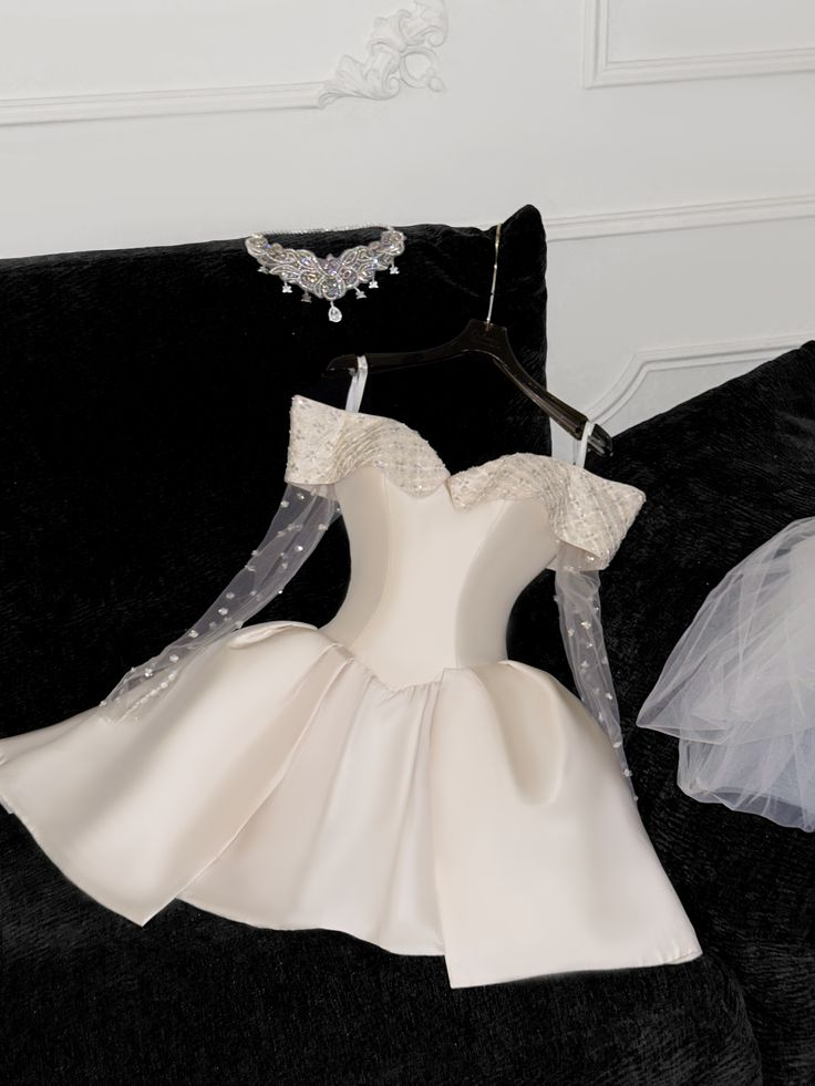 Classy Light Champagne Satin Off The Shoulder Birthday Outfits Homecoming Dress