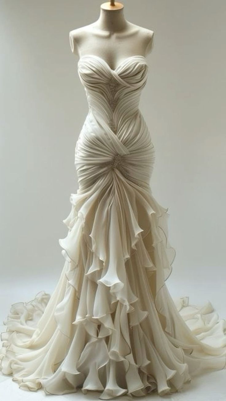 Stunning Mermaid Long Ivory Wedding Dresses