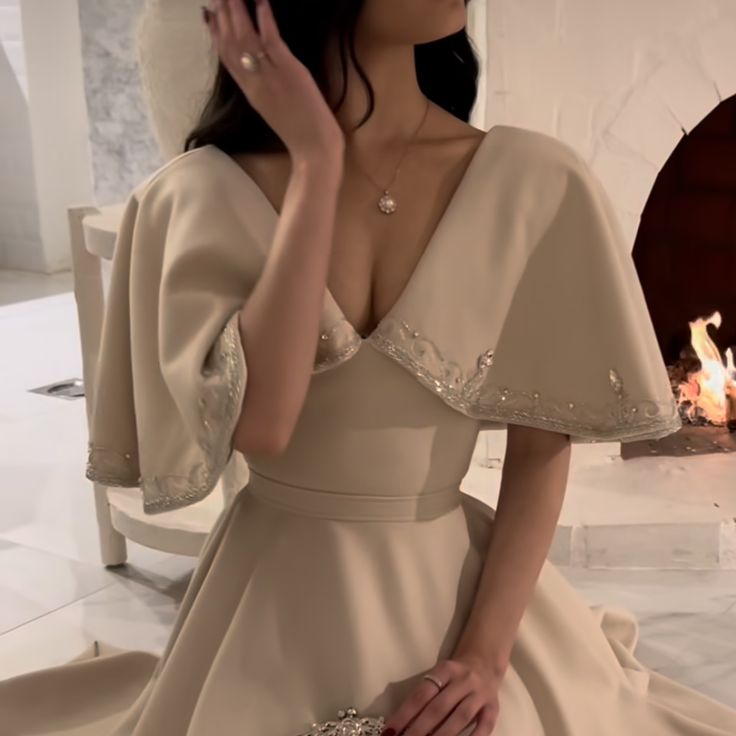 Elegant A line Prom Dress,Ivory Evening Dress Formal Prom Gown