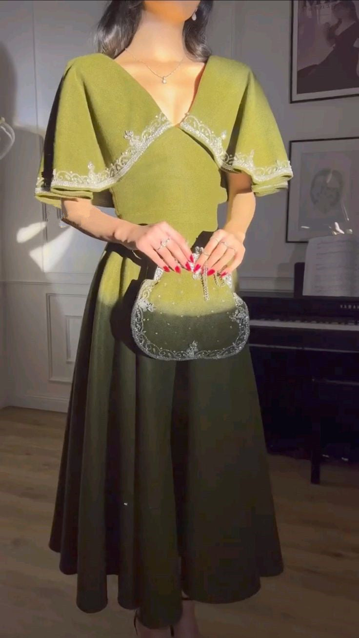 Elegant A line Prom Dress,Green Evening Dress Formal Prom Gown