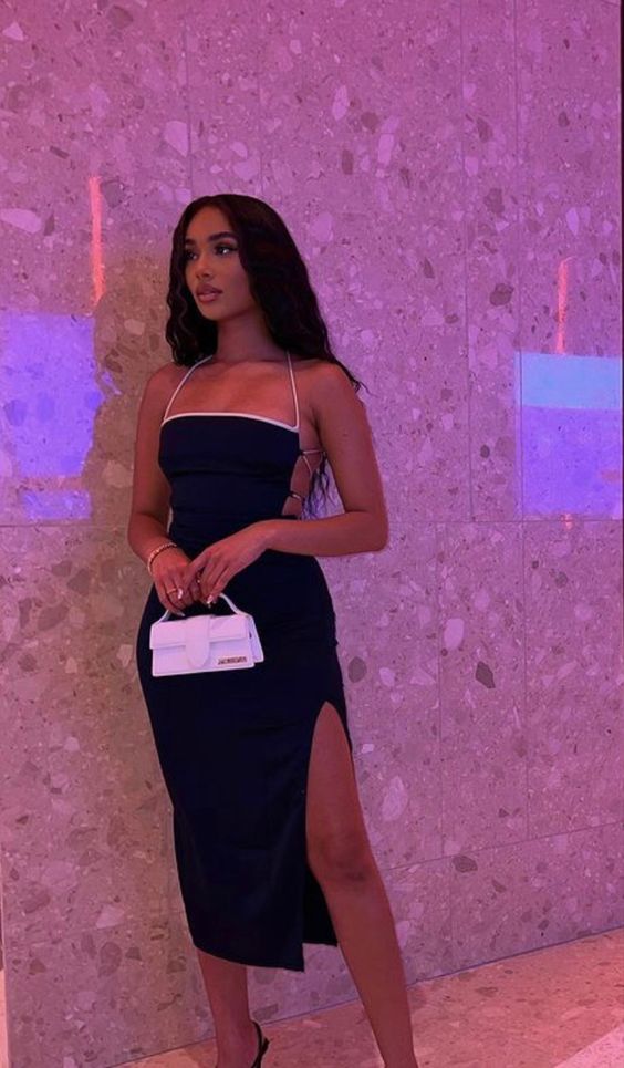 Black Simple Party Dress Open Back Homecoming Dress