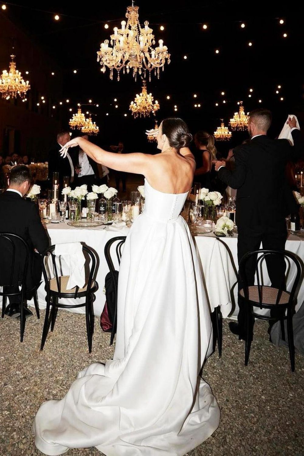 Charming A Line Strapless White Long Wedding Dresses with Split Front