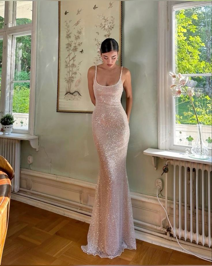 Shiny Mermaid Sequin Prom Dress Long Birthday party Evening Gown